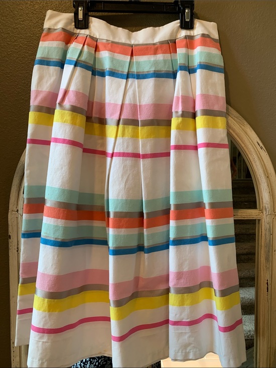 kate spade Dresses & Skirts - Kate Spade White Multi-Stripe Midi Skirt - Colorful Striped A-Line